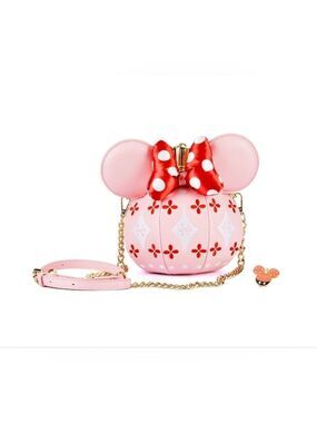 Disney Loungefly Stitch Shoppe Minnie Mouse Ornament Crossbody Bag W/Pin